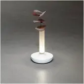 Konstsmide LED-pöytävalaisin Biarritz, IP54, akku, CCT, valk. himmennettävä, Valkoinen/opaali, Alumiini, Moderni