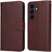 SKALO Samsung S25 FE PU-nahka Lompakkokotelo - Ruskea