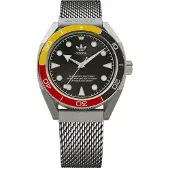 Adidas Unisex-kello - - AOFH22502 - Hopea/Teräs - Musta kellotaulu 42mm - Kvarts 3 viisaria