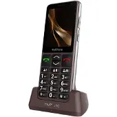 Myphone Senior-puhelin muistikosketuksilla, 18 päivän akunkesto, -latausalusta, Ruskea