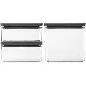 Brabantia Tasty+ säilytysastiasetti 3 osaa, tummanharmaa