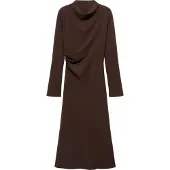 Mango Ruched Dress With Draped Neckline - Brown - XL