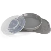 Twistshake Click-Mat Mini Lautanen + Ruokailualusta, Harmaa