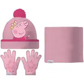 Safta Hattu, hanskat ja niskan lämmitin Peppa Pig Cosy corner Pinkki