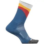 Feetures Elite Ultra Light Mini Crew Socks Blue Red Yellow, Size M