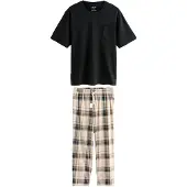 Next Pitkä pyjama beige / laivastonsininen / ruskea / musta
