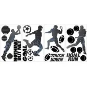 RoomMates Wallstickers - Sports Silhouettes - Grey - ONE SIZE