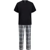 Jack & Jones Pitkä pyjama 'JACLuca' grafiitti / musta / valkoinen