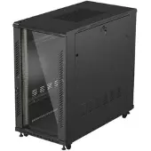 Lanberg FF01-6222-12B, Itseseisova teline, 22U, 800 kg, Näppäinlukko, Kotelon kiskot, Castor-pyörät
