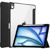 SKALO iPad Air 11 (2024) Trifold Suojakotelo läpinäkyvällä taustapaperilla - Musta