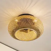 LUCANDE Cordie kattotuuletin valolla Ø 53 cm hiljainen DC - , Cordie, himmennettävä, Puu, Olohuone, Bambu, Maalaistalo / rustiikki