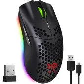 Dunmoon Langaton RGB-pelihiiri, 6 painiketta, 2400 DPI, musta