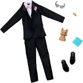 Barbie -vaatteiden sulhasen muotipaketti Ken-nukkelle hδδpδivδn smokkiin ja tarvikkeisiin tδydellisen ilmeen saamiseksi