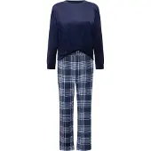 Hunkemoller Pyjama laivastonsininen / meleerattu sininen / offwhite