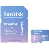 SanDisk Creator 1 Tt MicroSDXC UHS-I A2 -muistikortti + SD-adapteri, sininen