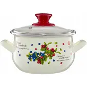 Emalia Olkusz Emalipannu kannella Mustikka, 2,2 l, 16 cm