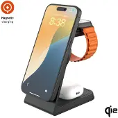 FIXED 3-in-1 Mag ALU Qi2 langaton MagSafe-latauasema, musta