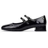 Martinelli for woman. S021-B510HY Black Serpenti Leather Ballerinas (37), 3 to 5 cm, Buckle, Casual, Classic