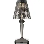 Kartell LED-paristopöytävalaisin Paristo, 30 cm, savunharmaa, IP54 Battery, Alumiini/harmaa/sinkki, Makuuhuone, Synteettinen materiaali, Design