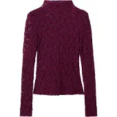 Mango Lace Top With Perkins Collar - Burgundy - XS