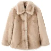 Mango Faux-Fur Coat With Buttons - Beige - M