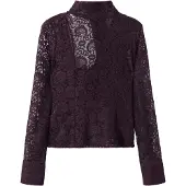 Mango Lace Shirt With Scarf - Burgundy - XS