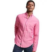 Superdry for man. M4010696A Studios Linen & Organic Cotton Button Down Collared Shirt pink (M), Casual, Long sleeve