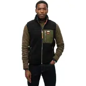 Superdry for man. M5012160A Fleece waistcoat Vintage Retro black (XL), Casual, Recycled Polister, Sustainable