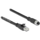 DeLOCK 80589, 1 m, Cat5e, S/FTP (S-STP), M12, RJ-45, Musta