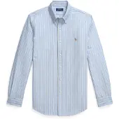 Ralph Lauren for man. 710928918008 Custom Fit striped oxford shirt blue (L), Casual, Cotton, Classic, Long sleeve