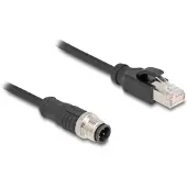 DeLOCK 80850, 1 m, Cat5e, S/FTP (S-STP), M12, RJ-45, Musta