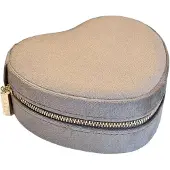 Dark Velvet Heart Jewellery Box Warm Taupe