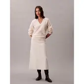 Calvin Klein Boiled Wool Midi Skirt - Cream - M