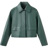 Mango Faux-Leather Jacket With Pockets - Green - XS