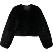 Mango Faux-Fur Cropped Jacket - Black - XL