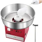 Vevor sähköinen hattarakone, 1000 W:n ammattimainen hattarakone, jossa 52 cm ruostumattomasta teräksestä valmistettu kulho, sokerikauha ja laatikko, helppo kotikäyttö, täydellinen lasten syntymäpäivil