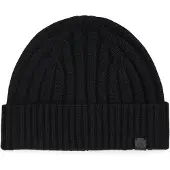 Ralph Lauren Leather-Trim Rib-Knit Beanie - Black - ONE SIZE