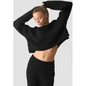 ICANIWILL Soft Knit Oversized Cropped Crewneck Black