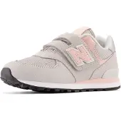 New Balance unisex for kids. PV574V1 Leather 574 Core Hook & Loop grey trainers (30.5 W), Flat, Velcro, Casual, children's fashion
