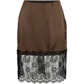 Noisy May Nminferno Mw Short Satin Lace Skirt - Brown - XS