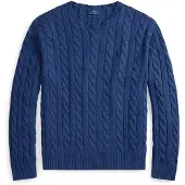 Ralph Lauren Cable-Knit Cotton Sweater - Blue - L
