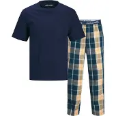 Jack & Jones Pitkä pyjama 'JACLUCA' kerma / laivastonsininen / petrooli