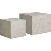 House Nordic Sia - Coffee Table, Marble Look, Beige, Set Of 2 - Grey - 40-50X40/50XH36/40CM