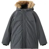 Mango Anorak With Shearling-Effect Hood - Grey - 128