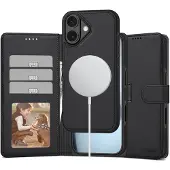 TechProtection iPhone 17 2-in-1 lompakkokotelo - Magsafe-yhteensopiva - Musta