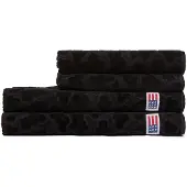 Lexington Velour Jacquard Leaves Towel Black - Black - 70X130