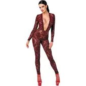 Noir Kink Royal - läpinäkyvä catsuit - punainen - M