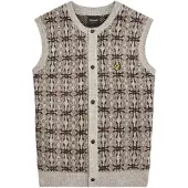 Lyle & Scott Brushed Intarsia Cardigan - Grey - XL