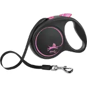 Flexi - Kelatalutin Black Design Tape Pinkki, M, 5m, max 25kg - Koirat - Kaulapannat