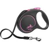 Flexi - Kelatalutin Black Design Tape Pinkki, L, 5m, max 50kg - Koirat - Kaulapannat